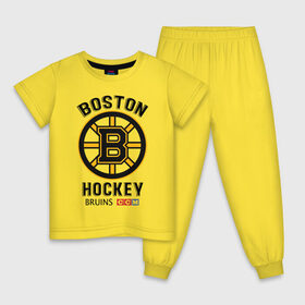 Детская пижама хлопок с принтом BOSTON BRUINS NHL в Белгороде, 100% хлопок |  брюки и футболка прямого кроя, без карманов, на брюках мягкая резинка на поясе и по низу штанин
 | black | boston | bruins | hockey | ice | logo | nhl | sport | usa | бостон | брюинз | кубок | логотип | нхл | спорт | стэнли | хоккей