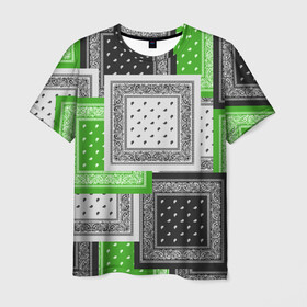 Мужская футболка 3D с принтом 3D Бандана v.green в Белгороде, 100% полиэфир | прямой крой, круглый вырез горловины, длина до линии бедер | fashiom | fire | game | hip hop | rap | street style | top | игра | мода | огонь | рэп | топ | уличный стиль | хип хоп