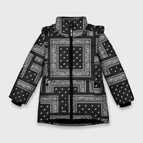 Зимняя куртка для девочек 3D с принтом 3D Бандана v black в Белгороде, ткань верха — 100% полиэстер; подклад — 100% полиэстер, утеплитель — 100% полиэстер. | длина ниже бедра, удлиненная спинка, воротник стойка и отстегивающийся капюшон. Есть боковые карманы с листочкой на кнопках, утяжки по низу изделия и внутренний карман на молнии. 

Предусмотрены светоотражающий принт на спинке, радужный светоотражающий элемент на пуллере молнии и на резинке для утяжки. | fashiom | fire | game | hip hop | rap | street style | top | игра | мода | огонь | рэп | топ | уличный стиль | хип хоп