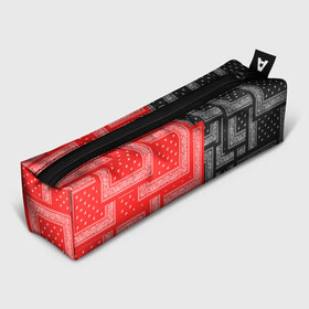 Пенал 3D с принтом 3D Бандана v red-black в Белгороде, 100% полиэстер | плотная ткань, застежка на молнии | fashiom | fire | game | hip hop | rap | street style | top | игра | мода | огонь | рэп | топ | уличный стиль | хип хоп