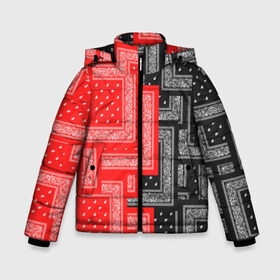 Зимняя куртка для мальчиков 3D с принтом 3D Бандана v red-black в Белгороде, ткань верха — 100% полиэстер; подклад — 100% полиэстер, утеплитель — 100% полиэстер | длина ниже бедра, удлиненная спинка, воротник стойка и отстегивающийся капюшон. Есть боковые карманы с листочкой на кнопках, утяжки по низу изделия и внутренний карман на молнии. 

Предусмотрены светоотражающий принт на спинке, радужный светоотражающий элемент на пуллере молнии и на резинке для утяжки | fashiom | fire | game | hip hop | rap | street style | top | игра | мода | огонь | рэп | топ | уличный стиль | хип хоп