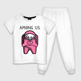 Детская пижама хлопок с принтом AMONG US - СЕРДЕЧКО в Белгороде, 100% хлопок |  брюки и футболка прямого кроя, без карманов, на брюках мягкая резинка на поясе и по низу штанин
 | among | among us | amongus | crewmate | game | games | imposter | impostor | logo | monster | sabotage | shhh | амонг | амонг ас | амонгас | игра | игры | импостер | космос | крюмейт | лого | логотип | логотипы | монстр | саботаж | символ | сим