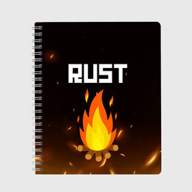 Тетрадь с принтом RUST в Белгороде, 100% бумага | 48 листов, плотность листов — 60 г/м2, плотность картонной обложки — 250 г/м2. Листы скреплены сбоку удобной пружинной спиралью. Уголки страниц и обложки скругленные. Цвет линий — светло-серый
 | action | game | rust | zombie | апокалипсис. | выживание | зомби | игра | лес | радиация | раст