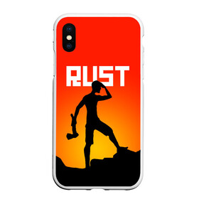 Чехол для iPhone XS Max матовый с принтом RUST в Белгороде, Силикон | Область печати: задняя сторона чехла, без боковых панелей | action | game | rust | zombie | апокалипсис. | выживание | зомби | игра | лес | радиация | раст