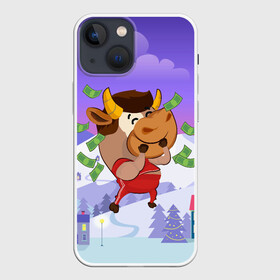 Чехол для iPhone 13 mini с принтом Денежный бык в Белгороде,  |  | 2021 | 7 января | bull | newyear | santa | бык | быки | бычок | год быка | дед мороз | корова | новогодние каникулы | новогодние праздники | новый 2021 | новый год | новый год 2021 | рождество | сани | санта | санта клаус