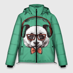 Мужская зимняя куртка 3D с принтом панда хипстер в Белгороде, верх — 100% полиэстер; подкладка — 100% полиэстер; утеплитель — 100% полиэстер | длина ниже бедра, свободный силуэт Оверсайз. Есть воротник-стойка, отстегивающийся капюшон и ветрозащитная планка. 

Боковые карманы с листочкой на кнопках и внутренний карман на молнии. | Тематика изображения на принте: арт | бантик | винтаж | графика | медведь | меломан | музыка | наушники | очки | панда | ретро | рисунок | хипстер