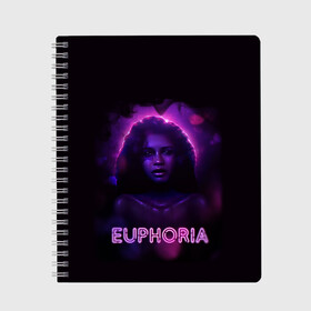 Тетрадь с принтом сериал Euphoria в Белгороде, 100% бумага | 48 листов, плотность листов — 60 г/м2, плотность картонной обложки — 250 г/м2. Листы скреплены сбоку удобной пружинной спиралью. Уголки страниц и обложки скругленные. Цвет линий — светло-серый
 | zendaya | зендея | ру беннетт | сериал euphoria | эйфория