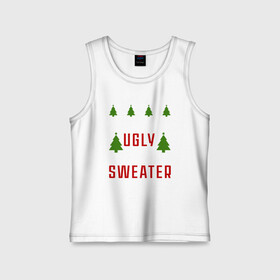 Детская майка хлопок с принтом My ugly christmas sweater в Белгороде,  |  | Тематика изображения на принте: 2020 | 2021 | christmas | happy | merry | new year | sweater | ugly christmas | зима | новогодний | новогодняя | новый год | рождественский | рождественский свитер | рождество | свитер | снег