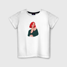 Детская футболка хлопок с принтом принт Алена Швец в Белгороде, 100% хлопок | круглый вырез горловины, полуприлегающий силуэт, длина до линии бедер | алёнашвец | девушка | музыка | певица | фан арт | цифровой рисунок