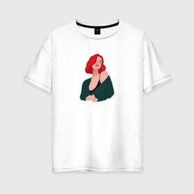 Женская футболка хлопок Oversize с принтом принт Алена Швец в Белгороде, 100% хлопок | свободный крой, круглый ворот, спущенный рукав, длина до линии бедер
 | алёнашвец | девушка | музыка | певица | фан арт | цифровой рисунок