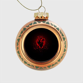 Стеклянный ёлочный шар с принтом Сердце в Белгороде, Стекло | Диаметр: 80 мм | внутренности | кости | красный | любовь | органы | руки | сердце | тьма | черный