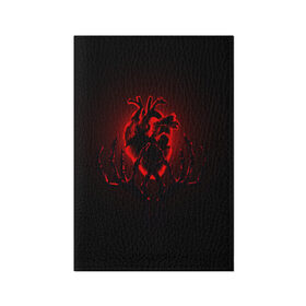 Обложка для паспорта матовая кожа с принтом Сердце в Белгороде, натуральная матовая кожа | размер 19,3 х 13,7 см; прозрачные пластиковые крепления | внутренности | кости | красный | любовь | органы | руки | сердце | тьма | черный