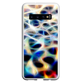 Чехол для Samsung Galaxy S10 с принтом Фрактальная паутина в Белгороде, Силикон | Область печати: задняя сторона чехла, без боковых панелей | Тематика изображения на принте: абстракция | космос | неон | фантастика | фрактал