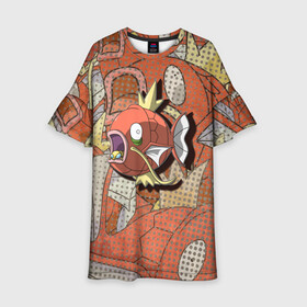 Детское платье 3D с принтом Покемон Fish. Меджикарп в Белгороде, 100% полиэстер | прямой силуэт, чуть расширенный к низу. Круглая горловина, на рукавах — воланы | аниме | карп | меджикарп | покемон fish | покемон фиш | рыба | текстура