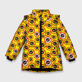 Зимняя куртка для девочек 3D с принтом COVID-19 в Белгороде, ткань верха — 100% полиэстер; подклад — 100% полиэстер, утеплитель — 100% полиэстер. | длина ниже бедра, удлиненная спинка, воротник стойка и отстегивающийся капюшон. Есть боковые карманы с листочкой на кнопках, утяжки по низу изделия и внутренний карман на молнии. 

Предусмотрены светоотражающий принт на спинке, радужный светоотражающий элемент на пуллере молнии и на резинке для утяжки. | corona virus | coronavirus | covid 19 | infection | mask | pandem | virus | болезнь | больница | вирус | грипп | зараза | инфекция | карантин | ковид 19 | корона вирус | коронавирус | лихорадка | маска | медицинская маска | пандемия