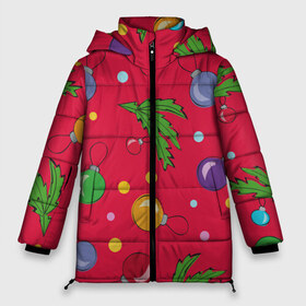 Женская зимняя куртка 3D с принтом Новогодний узор на красном в Белгороде, верх — 100% полиэстер; подкладка — 100% полиэстер; утеплитель — 100% полиэстер | длина ниже бедра, силуэт Оверсайз. Есть воротник-стойка, отстегивающийся капюшон и ветрозащитная планка. 

Боковые карманы с листочкой на кнопках и внутренний карман на молнии | детский | игрушки | красный | новогодний | новый год | паттерн | подарок | рисунок | рождественский | узор