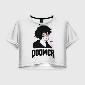 Женская футболка Crop-top 3D с принтом Doomer boy в Белгороде, 100% полиэстер | круглая горловина, длина футболки до линии талии, рукава с отворотами | boomer | boy | chad | doomer | frecso | girl | i know | irony | jacques | post | stonks | thundercock | yes | zoomer | бумер | да | девушка | думер | жак | зумер | ирония | мем | мемы | парень | пост | постирония | стонкс | тандеркок | ф