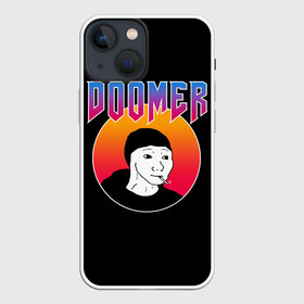 Чехол для iPhone 13 mini с принтом Doomer в Белгороде,  |  | Тематика изображения на принте: boomer | boy | chad | doomer | frecso | girl | i know | irony | jacques | post | stonks | thundercock | yes | zoomer | бумер | да | девушка | думер | жак | зумер | ирония | мем | мемы | парень | пост | постирония | стонкс | тандеркок | ф