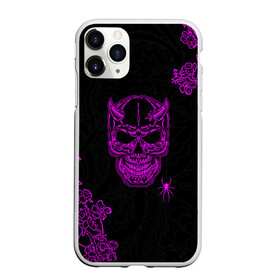 Чехол для iPhone 11 Pro Max матовый с принтом Demonic skull в Белгороде, Силикон |  | demon | evil | skull | готический | демон | дьявол | зло | монстр | паук | паутина | рога | скелет | цветы | череп