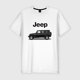 Мужская футболка хлопок Slim с принтом Jeep Wrangler в Белгороде, 92% хлопок, 8% лайкра | приталенный силуэт, круглый вырез ворота, длина до линии бедра, короткий рукав | america | avto | car | v8 | машина | скорость