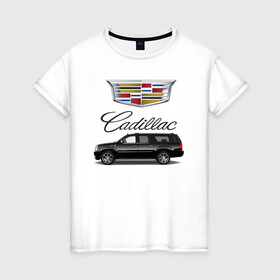 Женская футболка хлопок с принтом Cadillac в Белгороде, 100% хлопок | прямой крой, круглый вырез горловины, длина до линии бедер, слегка спущенное плечо | america | avto | cadillac | car | v8 | машина | скорость
