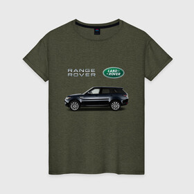 Женская футболка хлопок с принтом Land Rover в Белгороде, 100% хлопок | прямой крой, круглый вырез горловины, длина до линии бедер, слегка спущенное плечо | america | avto | cadillac | car | v8 | машина | скорость