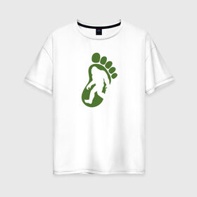Женская футболка хлопок Oversize с принтом Етти в Белгороде, 100% хлопок | свободный крой, круглый ворот, спущенный рукав, длина до линии бедер
 | Тематика изображения на принте: бигфут | етти | след | снежный человек