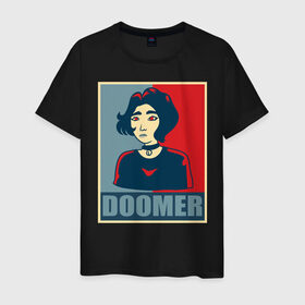 Мужская футболка хлопок с принтом Doomer girl в Белгороде, 100% хлопок | прямой крой, круглый вырез горловины, длина до линии бедер, слегка спущенное плечо. | Тематика изображения на принте: 