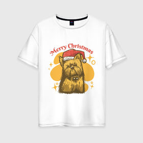 Женская футболка хлопок Oversize с принтом Merry Christmas в Белгороде, 100% хлопок | свободный крой, круглый ворот, спущенный рукав, длина до линии бедер
 | 