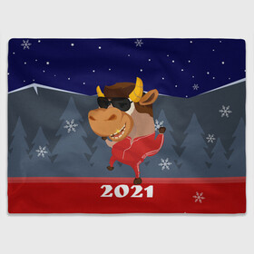 Плед 3D с принтом Бычара 2021 в Белгороде, 100% полиэстер | закругленные углы, все края обработаны. Ткань не мнется и не растягивается | 2021 | 7 января | bull | newyear | santa | бык | быки | бычок | год быка | дед мороз | корова | новогодние каникулы | новогодние праздники | новый 2021 | новый год | новый год 2021 | рождество | сани | санта | санта клаус