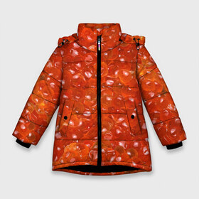 Зимняя куртка для девочек 3D с принтом Красная икра в Белгороде, ткань верха — 100% полиэстер; подклад — 100% полиэстер, утеплитель — 100% полиэстер. | длина ниже бедра, удлиненная спинка, воротник стойка и отстегивающийся капюшон. Есть боковые карманы с листочкой на кнопках, утяжки по низу изделия и внутренний карман на молнии. 

Предусмотрены светоотражающий принт на спинке, радужный светоотражающий элемент на пуллере молнии и на резинке для утяжки. | Тематика изображения на принте: black | butter | camouflage | caviar | fish | fisherman | food | luxury | new year | red | riches | белуга | богатство | бутерброд | еда | икра | камуфляж | красная | лосось | масло | новый год | осётр | роскошь | рыба | рыбак | севрюга | сёмга