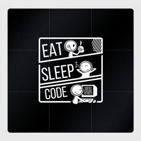 Магнитный плакат 3Х3 с принтом Eat, sleep, code в Белгороде, Полимерный материал с магнитным слоем | 9 деталей размером 9*9 см | коллега | коллеге | лучший сотрудник | офис | офисный планктон | офисный работник | подарок коллеге | работа | сотрудник | сотруднику | юмор | юмор коллеге