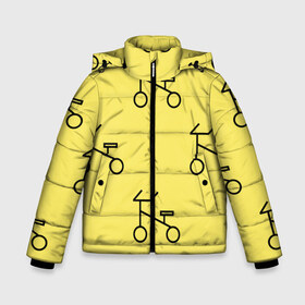 Зимняя куртка для мальчиков 3D с принтом Велосипеды на желтом в Белгороде, ткань верха — 100% полиэстер; подклад — 100% полиэстер, утеплитель — 100% полиэстер | длина ниже бедра, удлиненная спинка, воротник стойка и отстегивающийся капюшон. Есть боковые карманы с листочкой на кнопках, утяжки по низу изделия и внутренний карман на молнии. 

Предусмотрены светоотражающий принт на спинке, радужный светоотражающий элемент на пуллере молнии и на резинке для утяжки | велик | велосипед | велоспрот | желтый | кататься | летний | паттерн | покатушки | спорт | узор