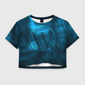 Женская футболка Crop-top 3D с принтом Вордпресс в Белгороде, 100% полиэстер | круглая горловина, длина футболки до линии талии, рукава с отворотами | cms | wordpress | вордпресс | движок сайта | логотип вордпресс