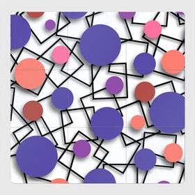 Магнитный плакат 3Х3 с принтом Геометрический узор в Белгороде, Полимерный материал с магнитным слоем | 9 деталей размером 9*9 см | Тематика изображения на принте: 3д эффект | графика | квадраты | объемные фигуры | разноцветные круги