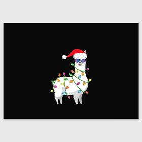 Поздравительная открытка с принтом Рождественская Лама в Белгороде, 100% бумага | плотность бумаги 280 г/м2, матовая, на обратной стороне линовка и место для марки
 | 2021 | 21 | 2k21 | 2к21 | chrystmas | lama | marry | new | santa | snow | xmas | year | год | годом | дед | елка | елки | клаус | лама | лес | мороз | настроение | новогоднее | новогоднему | новый | новым | по | рождество | с | санта | снег