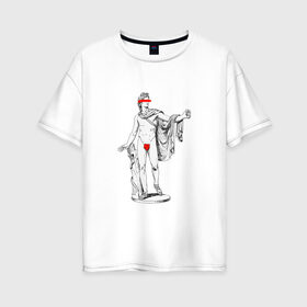 Женская футболка хлопок Oversize с принтом MMXX в Белгороде, 100% хлопок | свободный крой, круглый ворот, спущенный рукав, длина до линии бедер
 | 2020 | minimalism | mmxx | virofft | viront | vt | минимализм | статуя