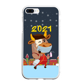 Чехол для iPhone 7Plus/8 Plus матовый с принтом Коронавирусный Новый Год в Белгороде, Силикон | Область печати: задняя сторона чехла, без боковых панелей | 2021 | 7 января | bull | newyear | santa | бык | быки | бычок | год быка | дед мороз | корова | новогодние каникулы | новогодние праздники | новый 2021 | новый год | новый год 2021 | рождество | сани | санта | санта клаус