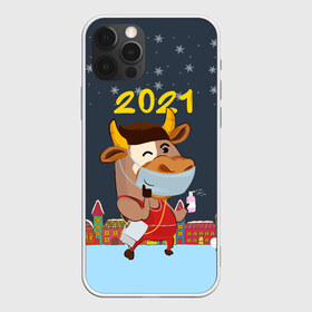 Чехол для iPhone 12 Pro Max с принтом Коронавирусный Новый Год в Белгороде, Силикон |  | Тематика изображения на принте: 2021 | 7 января | bull | newyear | santa | бык | быки | бычок | год быка | дед мороз | корова | новогодние каникулы | новогодние праздники | новый 2021 | новый год | новый год 2021 | рождество | сани | санта | санта клаус