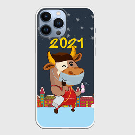 Чехол для iPhone 13 Pro Max с принтом Коронавирусный Новый Год в Белгороде,  |  | Тематика изображения на принте: 2021 | 7 января | bull | newyear | santa | бык | быки | бычок | год быка | дед мороз | корова | новогодние каникулы | новогодние праздники | новый 2021 | новый год | новый год 2021 | рождество | сани | санта | санта клаус