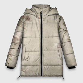 Женская зимняя куртка 3D с принтом Цветущая сакура в Белгороде, верх — 100% полиэстер; подкладка — 100% полиэстер; утеплитель — 100% полиэстер | длина ниже бедра, силуэт Оверсайз. Есть воротник-стойка, отстегивающийся капюшон и ветрозащитная планка. 

Боковые карманы с листочкой на кнопках и внутренний карман на молнии | акварель. | бабочки | гуашь | розы | сакура | тушь | цветы | чернила | япония | японская живопись