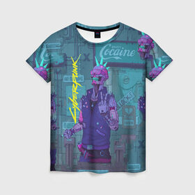 Женская футболка 3D с принтом Cyberpunk 2077 в Белгороде, 100% полиэфир ( синтетическое хлопкоподобное полотно) | прямой крой, круглый вырез горловины, длина до линии бедер | cd project red | cyberpunk 2077 | keanu reeves | samurai | игра | киану ривз | киберпанк 2077 | самураи