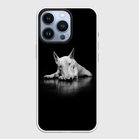 Чехол для iPhone 13 Pro с принтом Puppy в Белгороде,  |  | Тематика изображения на принте: bull terrier | dog | ears | eyes | muzzle | nose | paws | puppy | бультерьер | глаза | лапы | нос | уши | щенок