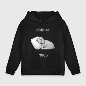 Детское худи Oversize хлопок с принтом Monday Mood в Белгороде, френч-терри — 70% хлопок, 30% полиэстер. Мягкий теплый начес внутри —100% хлопок | боковые карманы, эластичные манжеты и нижняя кромка, капюшон на магнитной кнопке | Тематика изображения на принте: dream | monday | mood | rabbit | sleep | заяц | кролик | понедельник | работа | сон | спать