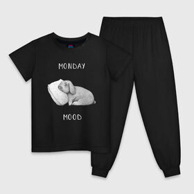 Детская пижама хлопок с принтом Monday Mood в Белгороде, 100% хлопок |  брюки и футболка прямого кроя, без карманов, на брюках мягкая резинка на поясе и по низу штанин
 | dream | monday | mood | rabbit | sleep | заяц | кролик | понедельник | работа | сон | спать