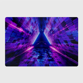 Магнитный плакат 3Х2 с принтом Неоновый туннель в Белгороде, Полимерный материал с магнитным слоем | 6 деталей размером 9*9 см | геометрия | лазер | неон | розовый | свет | синий | треугольник | фигура | фиолетовый | цвета