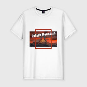 Мужская футболка хлопок Slim с принтом Splash Mountain в Белгороде, 92% хлопок, 8% лайкра | приталенный силуэт, круглый вырез ворота, длина до линии бедра, короткий рукав | Тематика изображения на принте: splash mountain | гора | игра | игрок | пейзаж | туризм
