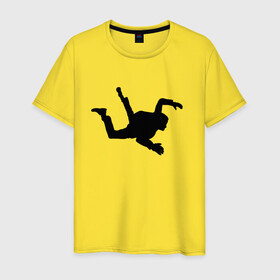 Мужская футболка хлопок с принтом Парашютист в Белгороде, 100% хлопок | прямой крой, круглый вырез горловины, длина до линии бедер, слегка спущенное плечо. | небо | параплан | парашютист | парашютный спорт | полёт