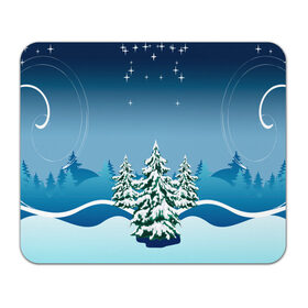 Коврик для мышки прямоугольный с принтом Зимние ели под снегом арт в Белгороде, натуральный каучук | размер 230 х 185 мм; запечатка лицевой стороны | арт | графика | ели | елки | звезды | зима | лес | мороз | праздники | природа | рисунок | снег | снежок