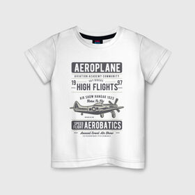Детская футболка хлопок с принтом Самолет в Белгороде, 100% хлопок | круглый вырез горловины, полуприлегающий силуэт, длина до линии бедер | aeroplane | air | show | sky | буквы | небо | самолёт | слова | фразы | цифры | шоу